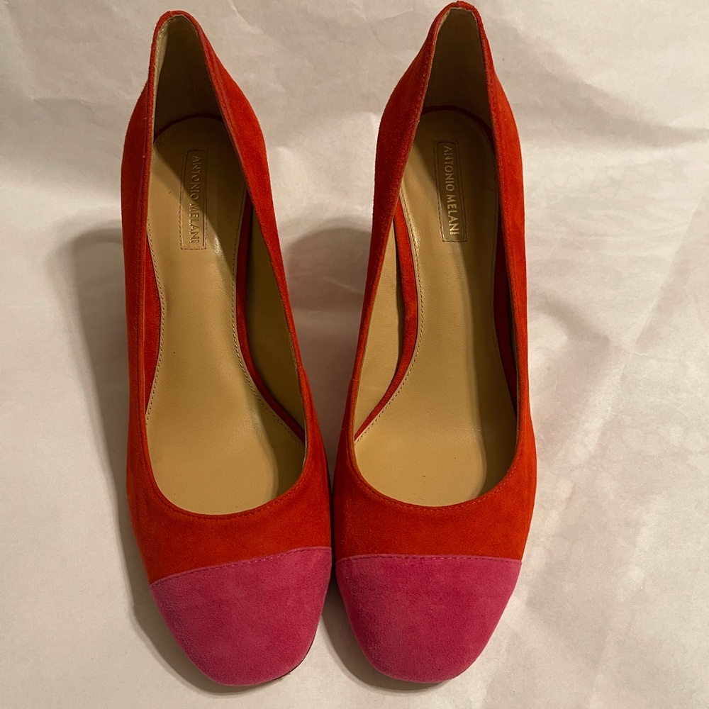 Antonio Melani Belitsa Suede ColorBlock Block Heels